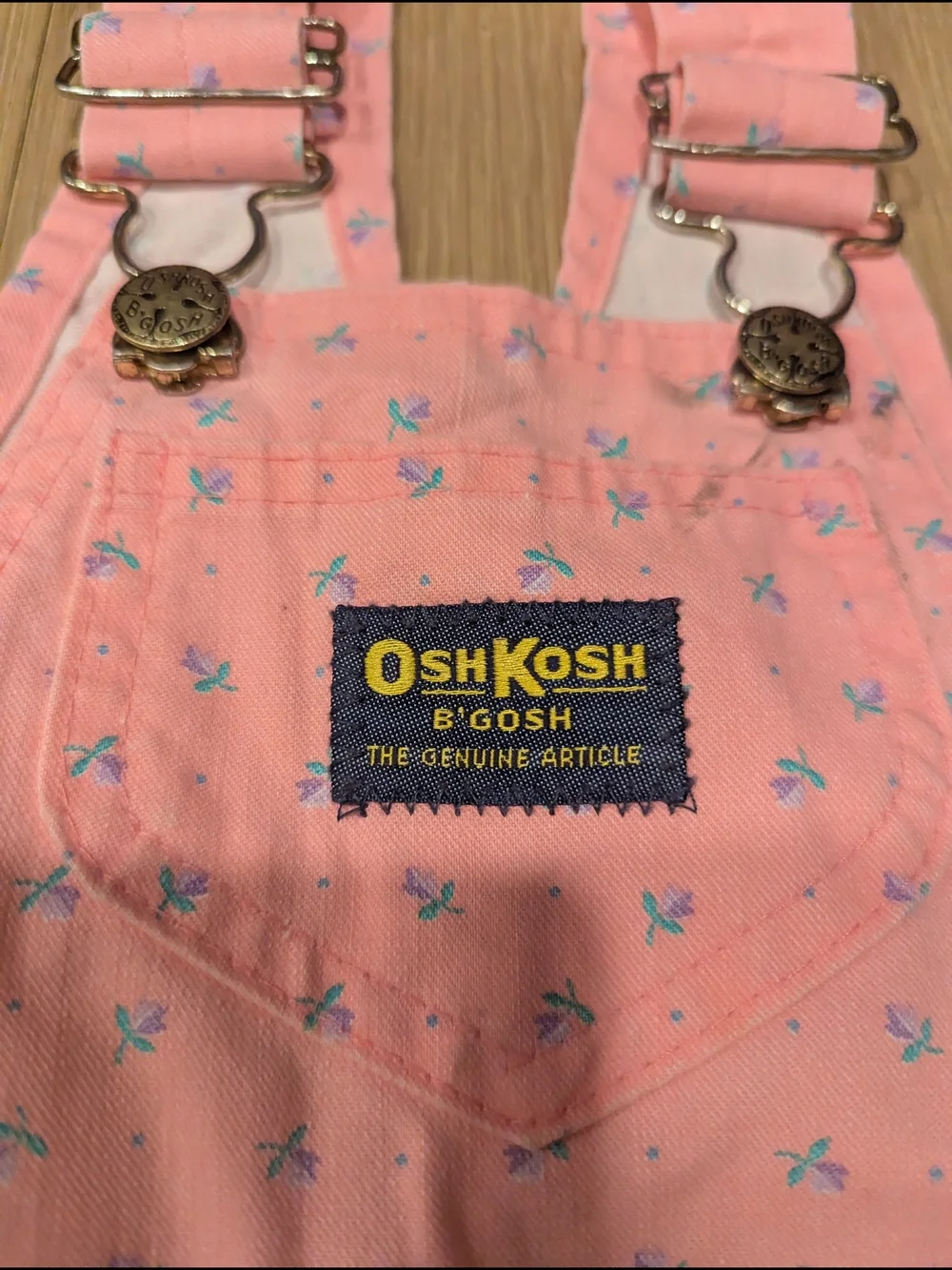 OshKosh B'gosh Pink Printed Kids Overalls Vintage Made In USA